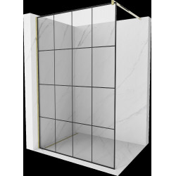Mexen Kioto Walk In 140 x 200 cm, transparent/ negru   modelata 8 mm,  auriu  - 800-140-101-50-77