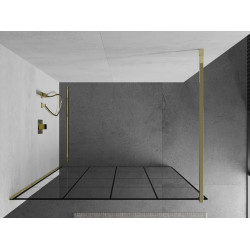 Mexen Kioto Walk In 140 x 200 cm, transparent/ negru   modelata 8 mm,  auriu  - 800-140-101-50-77