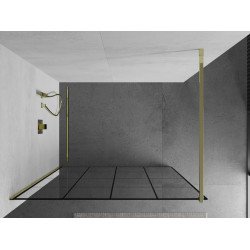 Mexen Kioto Walk In 140 x 200 cm, transparent/ negru   modelata 8 mm,  auriu  - 800-140-101-50-77
