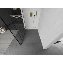 Mexen Kioto Walk In 80 x 200 cm, transparent/ negru   modelata 8 mm,  auriu  - 800-080-101-50-78