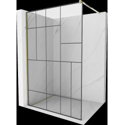 Mexen Kioto Walk In 90 x 200 cm, transparent/ negru   modelata 8 mm,  auriu  - 800-090-101-50-78