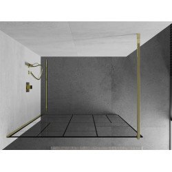 Mexen Kioto Walk In 90 x 200 cm, transparent/ negru   modelata 8 mm,  auriu  - 800-090-101-50-78
