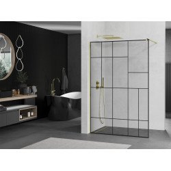 Mexen Kioto Walk In 90 x 200 cm, transparent/ negru   modelata 8 mm,  auriu  - 800-090-101-50-78 Walk-In 467680 Mexen