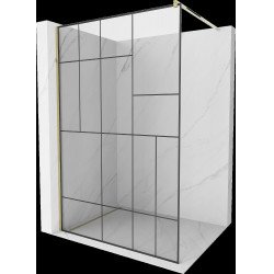 Mexen Kioto Walk In 90 x 200 cm, transparent/ negru   modelata 8 mm,  auriu  - 800-090-101-50-78