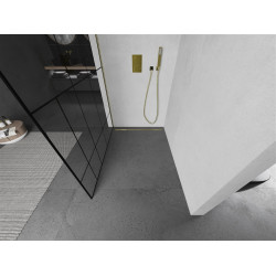 Mexen Kioto Walk In 100 x 200 cm, transparent/ negru   modelata 8 mm,  auriu  - 800-100-101-50-78