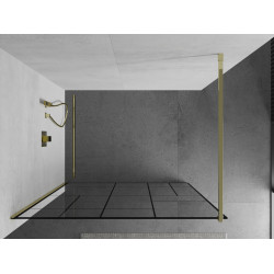Mexen Kioto Walk In 130 x 200 cm, transparent/ negru   modelata 8 mm,  auriu  - 800-130-101-50-78