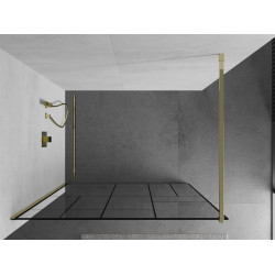 Mexen Kioto Walk In 140 x 200 cm, transparent/ negru   modelata 8 mm,  auriu  - 800-140-101-50-78