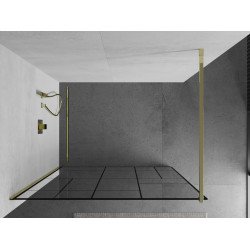 Mexen Kioto Walk In 140 x 200 cm, transparent/ negru   modelata 8 mm,  auriu  - 800-140-101-50-78