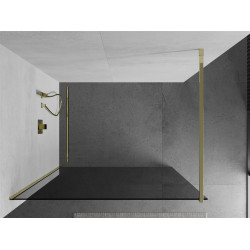 Mexen Kioto Walk In 130 x 200 cm, grafit 8 mm,  auriu  - 800-130-101-50-40