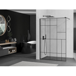 Mexen Kioto Walk In 100 x 200 cm, transparent/ negru   modelata 8 mm,  negru  - 800-100-101-70-78
