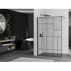Mexen Kioto Walk In 100 x 200 cm, transparent/ negru   modelata 8 mm,  negru  - 800-100-101-70-78