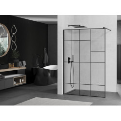 Mexen Kioto Walk In 130 x 200 cm, transparent/ negru   modelata 8 mm,  negru  - 800-130-101-70-78