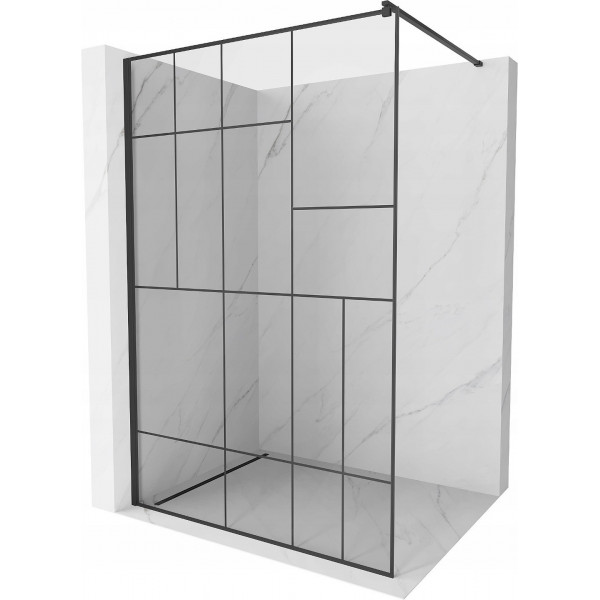 Mexen Kioto Walk In 140 x 200 cm, transparent/ negru   modelata 8 mm,  negru  - 800-140-101-70-78