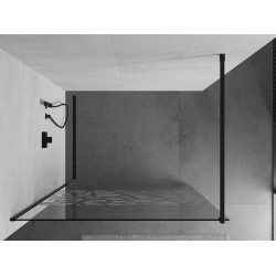 Mexen Kioto Walk In 90 x 200 cm, transparent/alb  modelata 8 mm,  negru  - 800-090-101-70-85
