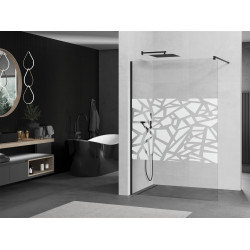 Mexen Kioto Walk In 130 x 200 cm, transparent/alb  modelata 8 mm,  negru  - 800-130-101-70-85 Walk-In 467680 Mexen