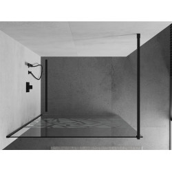 Mexen Kioto Walk In 130 x 200 cm, transparent/alb  modelata 8 mm,  negru  - 800-130-101-70-85