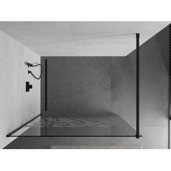 Mexen Kioto Walk In 130 x 200 cm, transparent/alb  modelata 8 mm,  negru  - 800-130-101-70-85