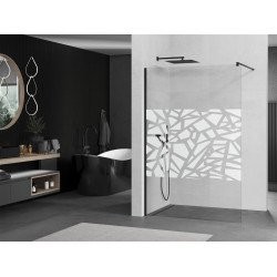 Mexen Kioto Walk In 140 x 200 cm, transparent/alb  modelata 8 mm,  negru  - 800-140-101-70-85 Walk-In 467680 Mexen
