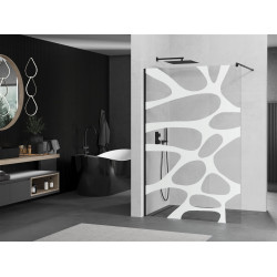 Mexen Kioto Walk In 80 x 200 cm, transparent/alb  modelata 8 mm,  negru  - 800-080-101-70-97