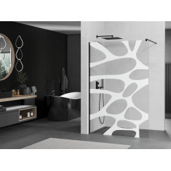 Mexen Kioto Walk In 100 x 200 cm, transparent/alb  modelata 8 mm,  negru  - 800-100-101-70-97 Walk-In 467680 Mexen