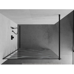 Mexen Kioto Walk In 110 x 200 cm, transparent/alb  modelata 8 mm,  negru  - 800-110-101-70-97