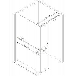 Mexen Kioto+ Walk In  cu port prosop 90 x 200 cm, transparent/ negru   modelata 8 mm, chrom - 800-090-121-01-70