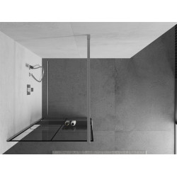 Mexen Kioto+ Walk In  cu port prosop 70 x 200 cm, transparent/ negru   modelata 8 mm, chrom - 800-070-121-01-77