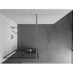 Mexen Kioto+ Walk In  cu port prosop 90 x 200 cm, transparent/ negru   modelata 8 mm, chrom - 800-090-121-01-77