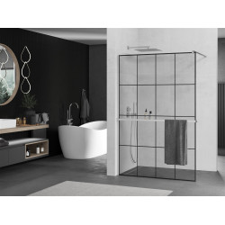 Mexen Kioto+ Walk In  cu port prosop 130 x 200 cm, transparent/ negru   modelata 8 mm, chrom - 800-130-121-01-77 Walk-In 467680 Mexen