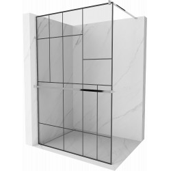 Mexen Kioto+ Walk In  cu port prosop 130 x 200 cm, transparent/ negru   modelata 8 mm, chrom - 800-130-121-01-78 Walk-In 467680 Mexen
