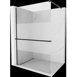 Mexen Kioto+ Walk In  cu port prosop 120 x 200 cm, transparent/satin 8 mm,  negru  - 800-120-121-70-35