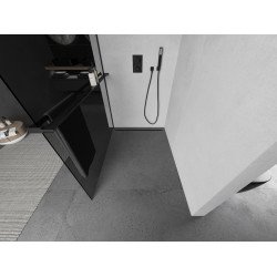Mexen Kioto+ Walk In  cu port prosop 100 x 200 cm, grafit 8 mm,  negru  - 800-100-121-70-40