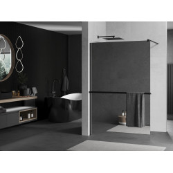 Mexen Kioto+ Walk In  cu port prosop 100 x 200 cm,  oglinda  8 mm,  negru  - 800-100-121-70-50