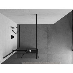 Mexen Kioto+ Walk In  cu port prosop 70 x 200 cm, transparent/ negru   modelata 8 mm,  negru  - 800-070-121-70-77