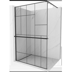 Mexen Kioto+ Walk In  cu port prosop 120 x 200 cm, transparent/ negru   modelata 8 mm,  negru  - 800-120-121-70-78 Walk-In 467680 Mexen