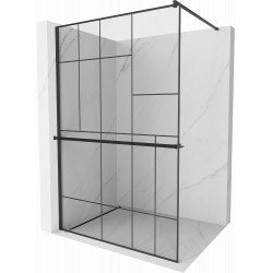 Mexen Kioto+ Walk In  cu port prosop 140 x 200 cm, transparent/ negru   modelata 8 mm,  negru  - 800-140-121-70-78 Walk-In 467680 Mexen