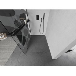 Mexen Kioto+ Walk In  cu port prosop 80 x 200 cm, transparent/alb  modelata 8 mm,  negru  - 800-080-121-70-97