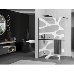 Mexen Kioto+ Walk In  cu port prosop 90 x 200 cm, transparent/alb  modelata 8 mm,  negru  - 800-090-121-70-97