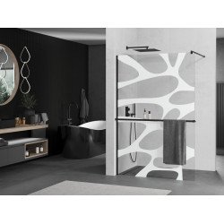 Mexen Kioto+ Walk In  cu port prosop 90 x 200 cm, transparent/alb  modelata 8 mm,  negru  - 800-090-121-70-97