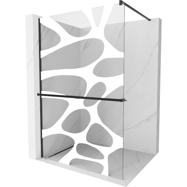 Mexen Kioto+ Walk In  cu port prosop 100 x 200 cm, transparent/alb  modelata 8 mm,  negru  - 800-100-121-70-97