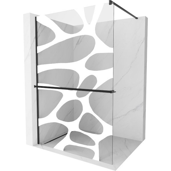 Mexen Kioto+ Walk In  cu port prosop 100 x 200 cm, transparent/alb  modelata 8 mm,  negru  - 800-100-121-70-97