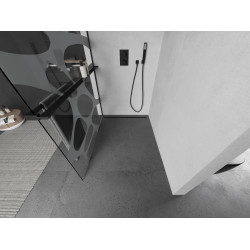 Mexen Kioto+ Walk In  cu port prosop 110 x 200 cm, transparent/alb  modelata 8 mm,  negru  - 800-110-121-70-97