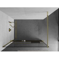 Mexen Kioto+ Walk In  cu port prosop 70 x 200 cm, transparent/ negru   modelata 8 mm,  auriu  - 800-070-121-50-70