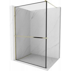Mexen Kioto+ Walk In  cu port prosop 90 x 200 cm, transparent/ negru   modelata 8 mm,  auriu  - 800-090-121-50-70 Walk-In 467680 Mexen