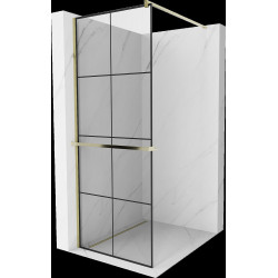 Mexen Kioto+ Walk In  cu port prosop 80 x 200 cm, transparent/ negru   modelata 8 mm,  auriu  - 800-080-121-50-77 Walk-In 467680 Mexen