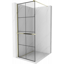Mexen Kioto+ Walk In  cu port prosop 80 x 200 cm, transparent/ negru   modelata 8 mm,  auriu  - 800-080-121-50-77 Walk-In 467680 Mexen