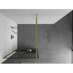 Mexen Kioto+ Walk In  cu port prosop 90 x 200 cm, transparent/ negru   modelata 8 mm,  auriu  - 800-090-121-50-77