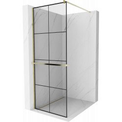 Mexen Kioto+ Walk In  cu port prosop 90 x 200 cm, transparent/ negru   modelata 8 mm,  auriu  - 800-090-121-50-77 Walk-In 467680 Mexen