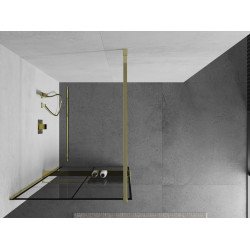 Mexen Kioto+ Walk In  cu port prosop 90 x 200 cm, transparent/ negru   modelata 8 mm,  auriu  - 800-090-121-50-77