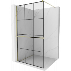 Mexen Kioto+ Walk In  cu port prosop 110 x 200 cm, transparent/ negru   modelata 8 mm,  auriu  - 800-110-121-50-77 Walk-In 467680 Mexen